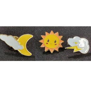 Sun, Lightening Cloud and Moon pins